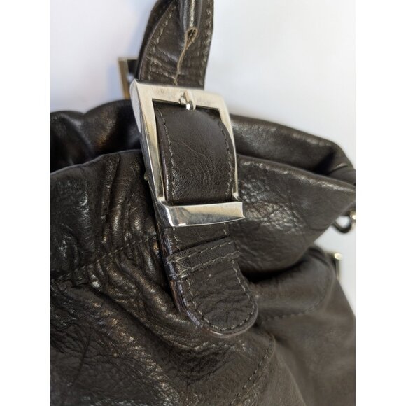 Vera Pelle Leather Purse Slouch Hobo Bag Made in Italy Brown 12” x 18” - Picture 3 of 13